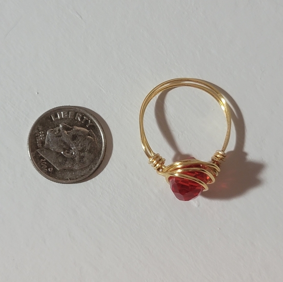 Wire Wrapped Red Ring Size 8 - Picture 3 of 6